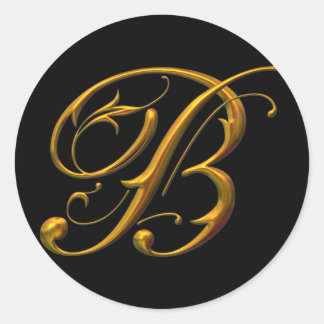 Adesivo Redondo Monograma Dourado líquido B