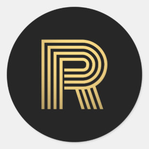 Adesivo Redondo Monograma Dourado moderno