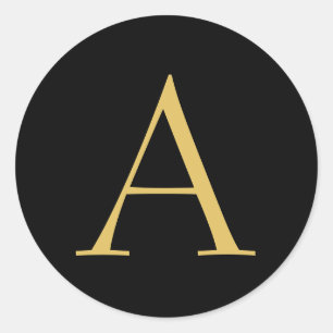 Adesivo Redondo Monograma Dourado Preto