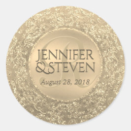 Adesivo Redondo Monograma Dourado Selo