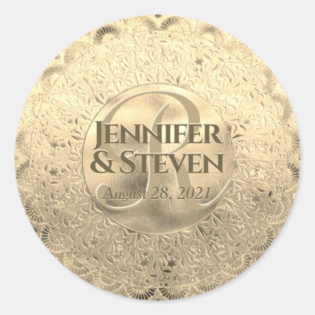 Adesivo Redondo Monograma Dourado Selo Glamor (Frente)