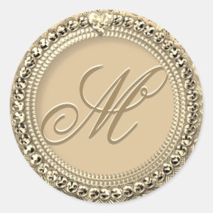 Adesivo Redondo Monograma Dourado Selo Personalizado
