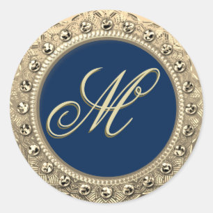 Adesivo Redondo Monograma Dourado Selo Personalizado