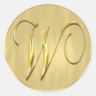 Adesivo Redondo Monograma Dourado W Selo