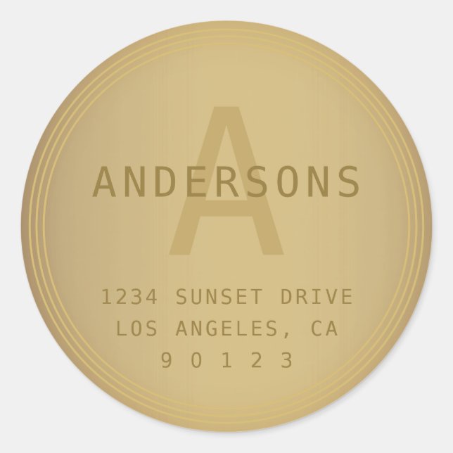 Adesivo Redondo Monograma e endereço de aparência retrorreflectora (Frente)