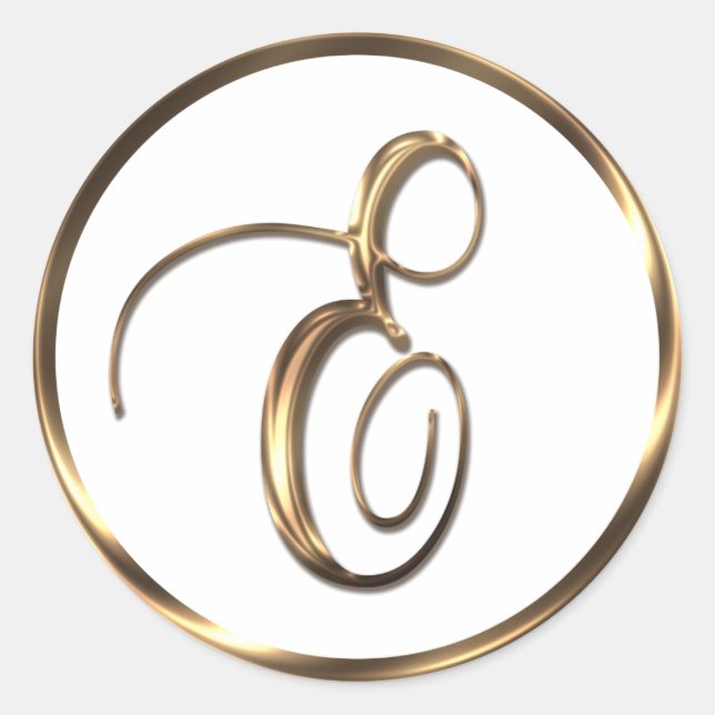 Adesivo Redondo Monograma E Faux Bronze (Frente)