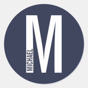 Adesivo Redondo Monograma e Nome de Negrito Personalizado Moderno