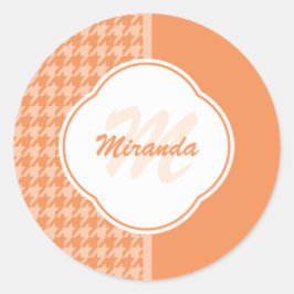 Adesivo Redondo Monograma e Nome do Tonelado Laranja Fashionável