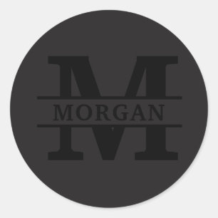 Adesivo Redondo Monograma e Nome Elegante Personalizado