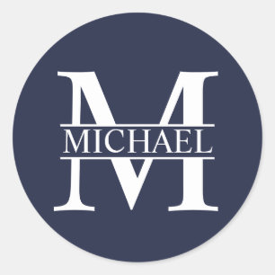 Adesivo Redondo Monograma e Nome Personalizados