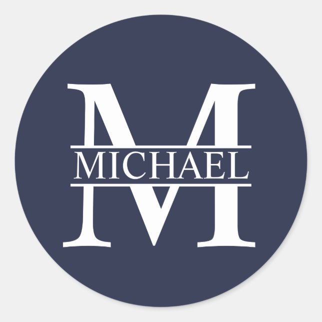 Adesivo Redondo Monograma e Nome Personalizados (Frente)