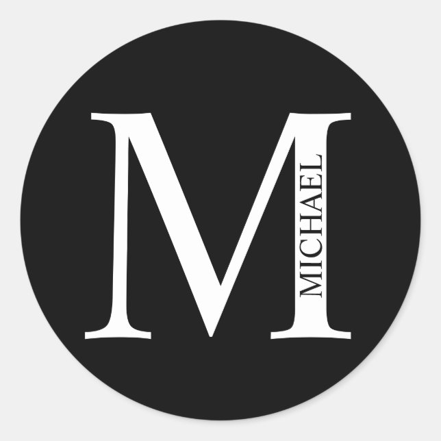 Adesivo Redondo Monograma e Nome Personalizados (Frente)