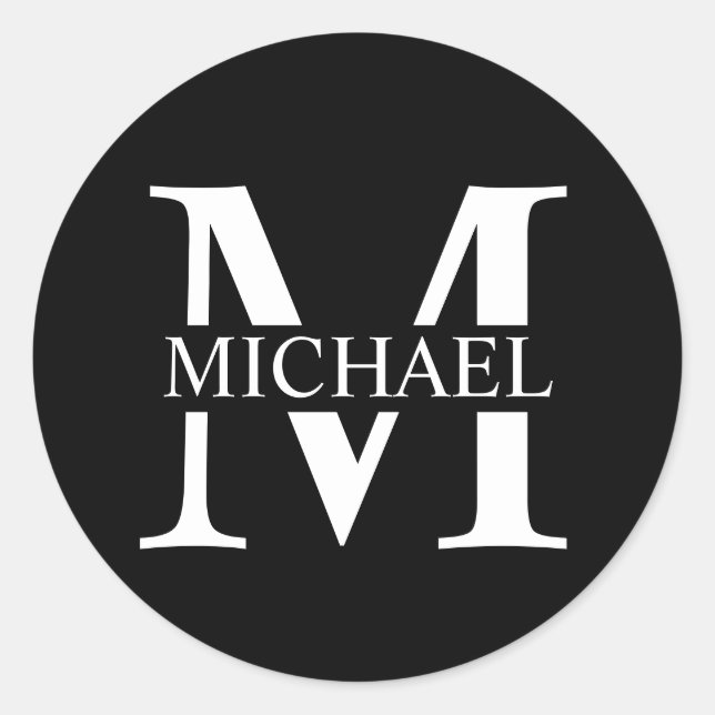 Adesivo Redondo Monograma e Nome Personalizados (Frente)