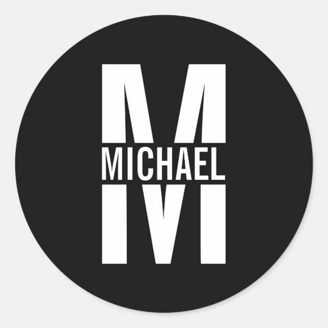 Adesivo Redondo Monograma e Nome Personalizados (Frente)