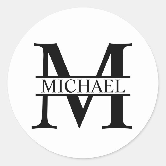 Adesivo Redondo Monograma e Nome Personalizados (Frente)