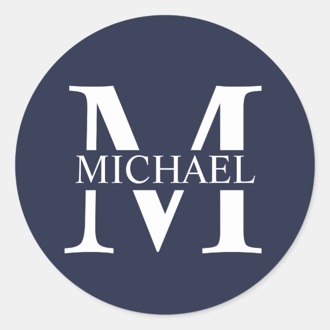 Adesivo Redondo Monograma e Nome Personalizados (Frente)