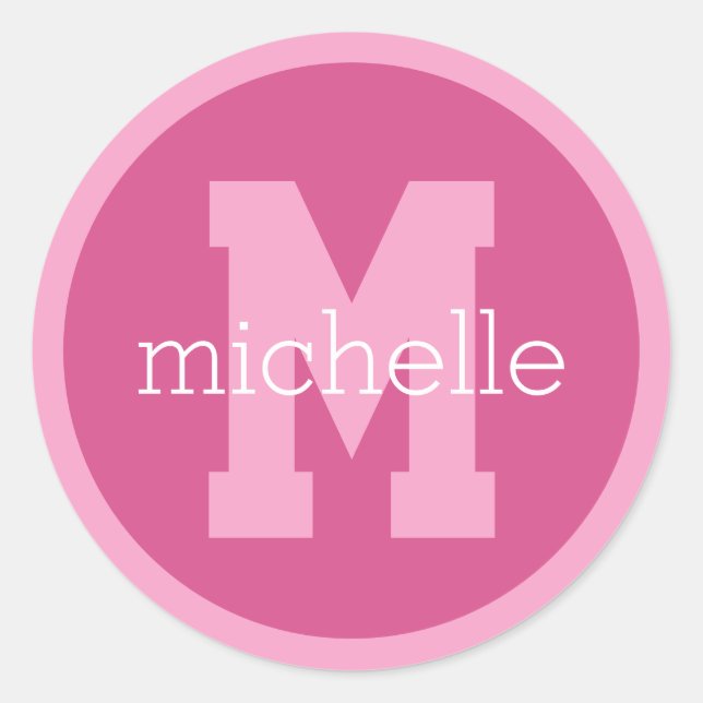 Adesivo Redondo Monograma e nome personalizados (Frente)