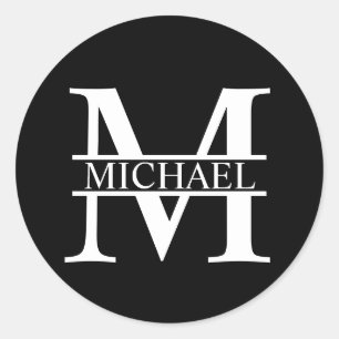 Adesivo Redondo Monograma e Nome Personalizados