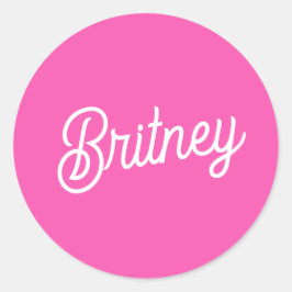 Adesivo Redondo Monograma e Nome Personalizados de Rosa Quente Mod