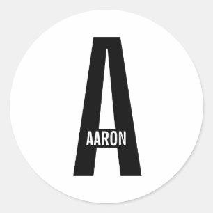 Adesivo Redondo Monograma e Nome Personalizados em Negrito Moderno