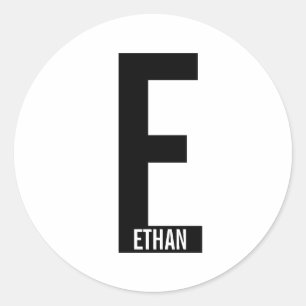 Adesivo Redondo Monograma e Nome Personalizados em Negrito Moderno