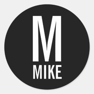 Adesivo Redondo Monograma e Nome Personalizados Modernos