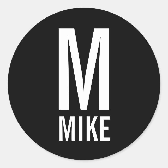 Adesivo Redondo Monograma e Nome Personalizados Modernos (Frente)