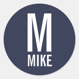 Adesivo Redondo Monograma e Nome Personalizados Modernos