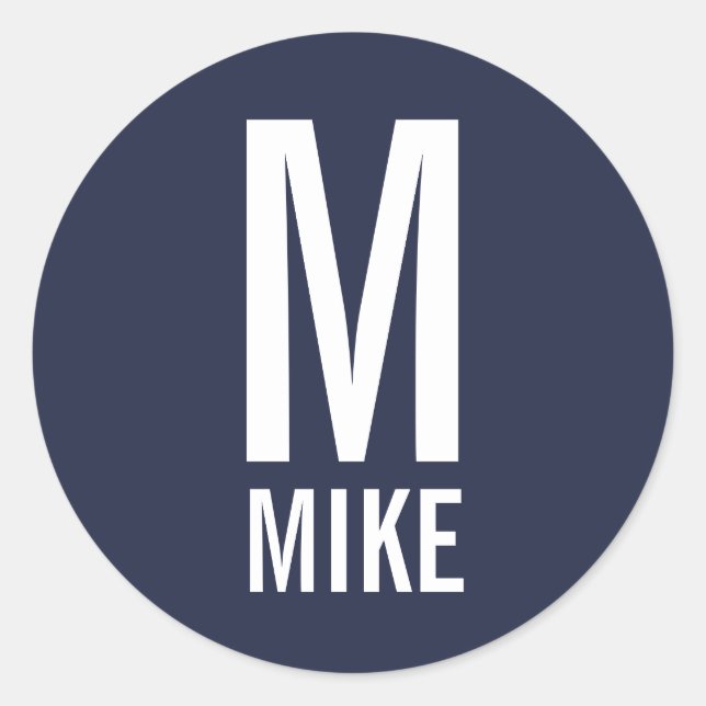 Adesivo Redondo Monograma e Nome Personalizados Modernos (Frente)