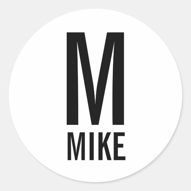 Adesivo Redondo Monograma e Nome Personalizados Modernos (Frente)