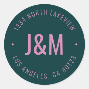 Adesivo Redondo Monograma e Texto Circular com na moda Editável