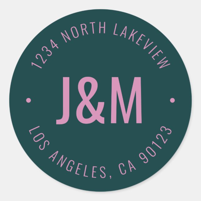 Adesivo Redondo Monograma e Texto Circular com na moda Editável (Frente)