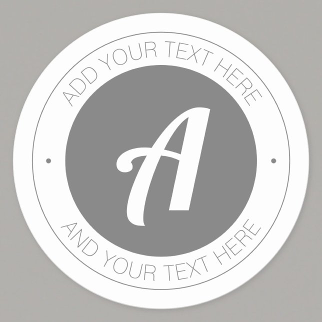 Adesivo Redondo Monograma editável ou adicione seu próprio logotip (Criador carregado)