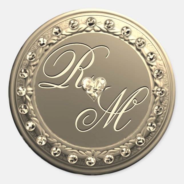 Adesivo Redondo Monograma Elegante (Frente)