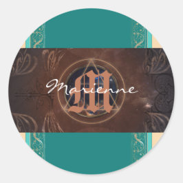 Adesivo Redondo Monograma elegante barroco alquimista medieval