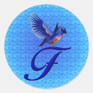 Adesivo Redondo Monograma Elegante Bluebird Inicial F