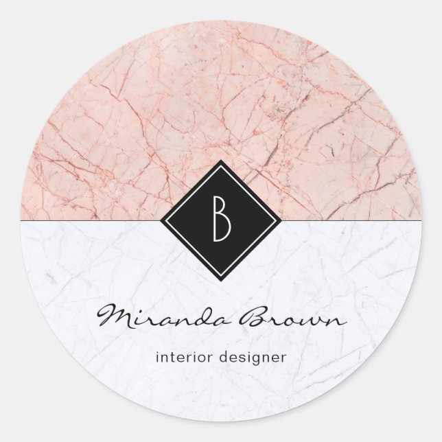 Adesivo Redondo Monograma Elegante Cinza Dourada Vinheta (Frente)