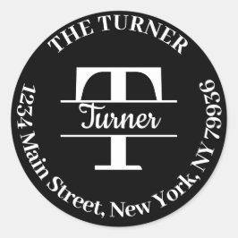 Adesivo Redondo Monograma Elegante Crie seu próprio endereço de de