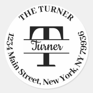 Adesivo Redondo Monograma Elegante Crie Seu Próprio Endereço de De