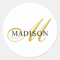Monograma Elegante de Script Preto Dourado