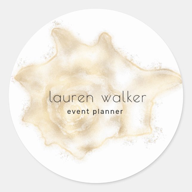 Adesivo Redondo monograma elegante dourado costeiro (Frente)