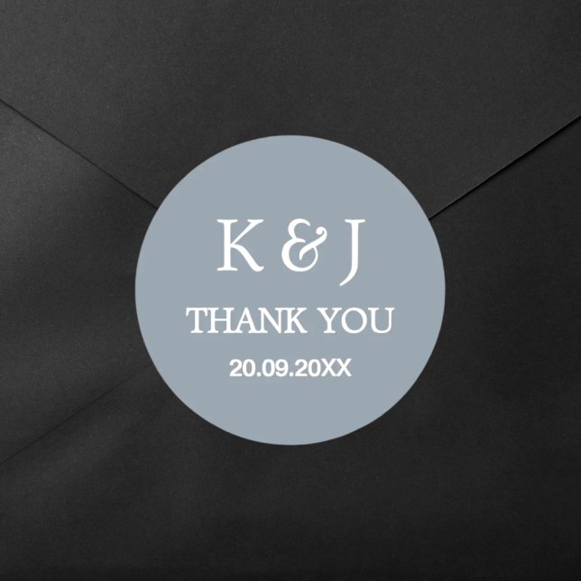 Adesivo Redondo Monograma Elegante Moderno Obrigado Favor De Casam (Criador carregado)