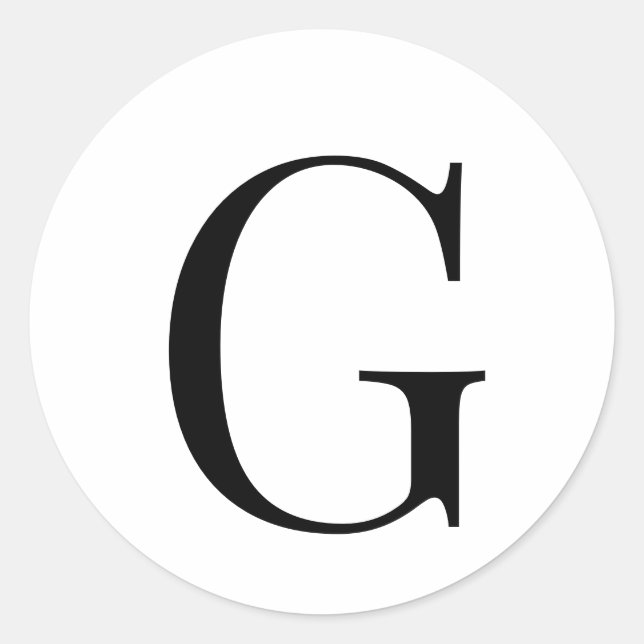 Adesivo Redondo Monograma Elegante Preto no Branco  (Frente)