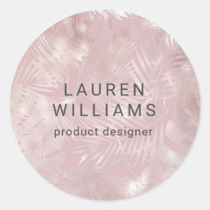Adesivo Redondo monograma elegante rosa de folha de folha de folha