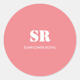 Adesivo Redondo Monograma Elegante Rosa Mínimo