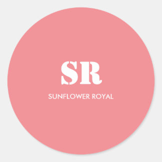 Adesivo Redondo Monograma Elegante Rosa Mínimo