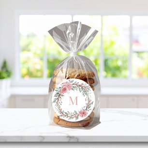 Adesivo Redondo Monograma em Aquarela Floral – Personalize a Inici