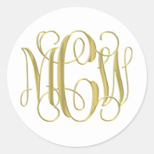 Monograma em Script Vine Preppy Dourado Branco DIY