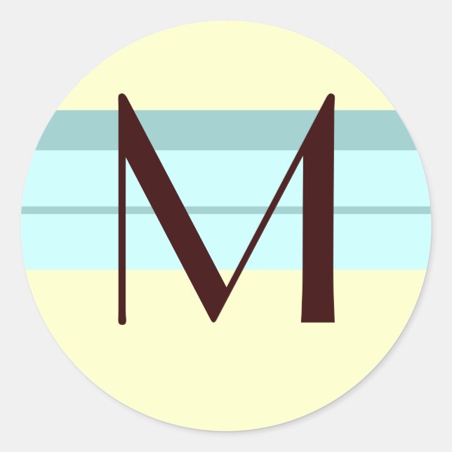 Adesivo Redondo Monograma Envelope Seal Marrom marfim azul (Frente)