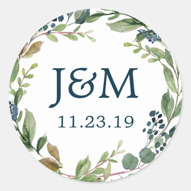 Adesivo Redondo Monograma Envelope Seals Marinho verde (Frente)